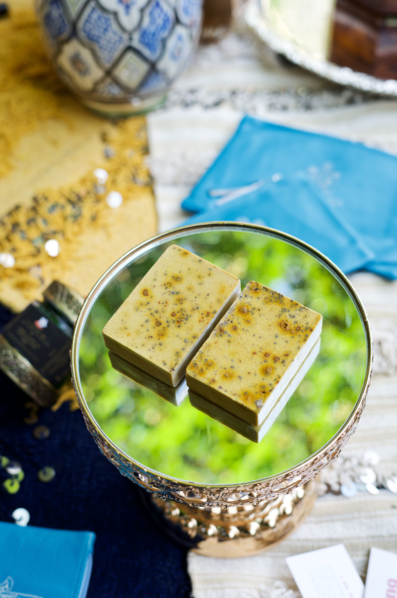 Two turmeric bar soaps are pictured