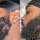 Before and after is shown of a male model and his previously patchy beard and now a more healthy and full beard 2 months after consistent use